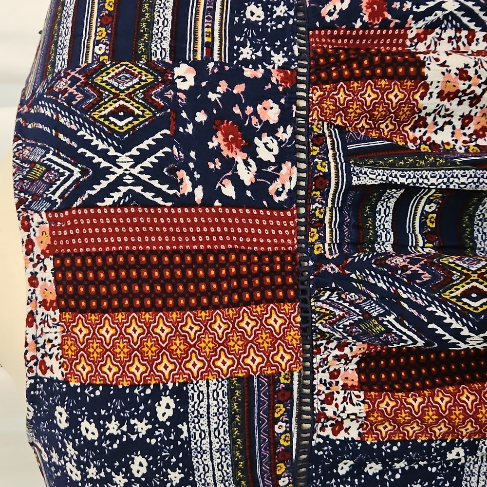 Johnpaulrichard Navy And Rust Patchwork Patterned… - image 7